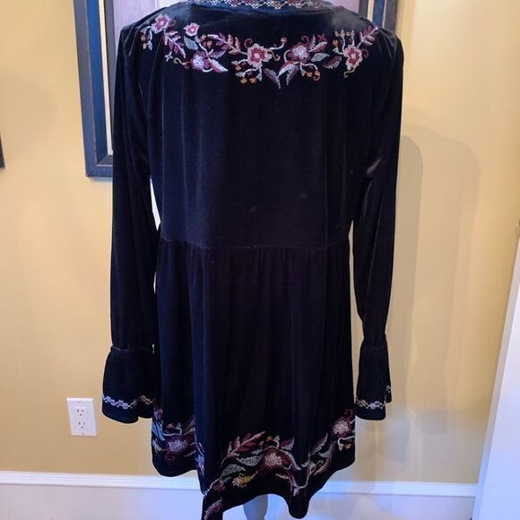 Style & Co Velvet Dress embroidered sz L - Picture 2 of 10